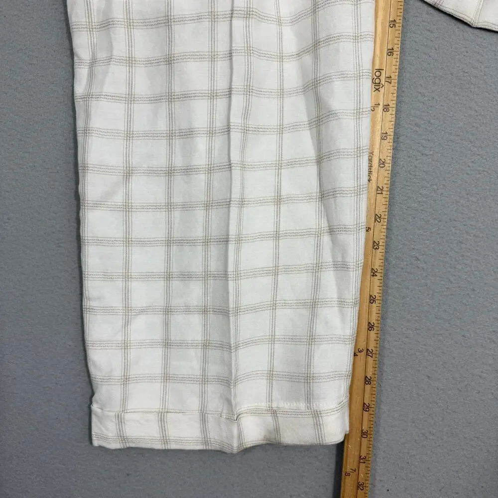 Vintage Phat Farm Baggy Trousers 42 (Fits 40x30) White Brown Plaid Loose y2k